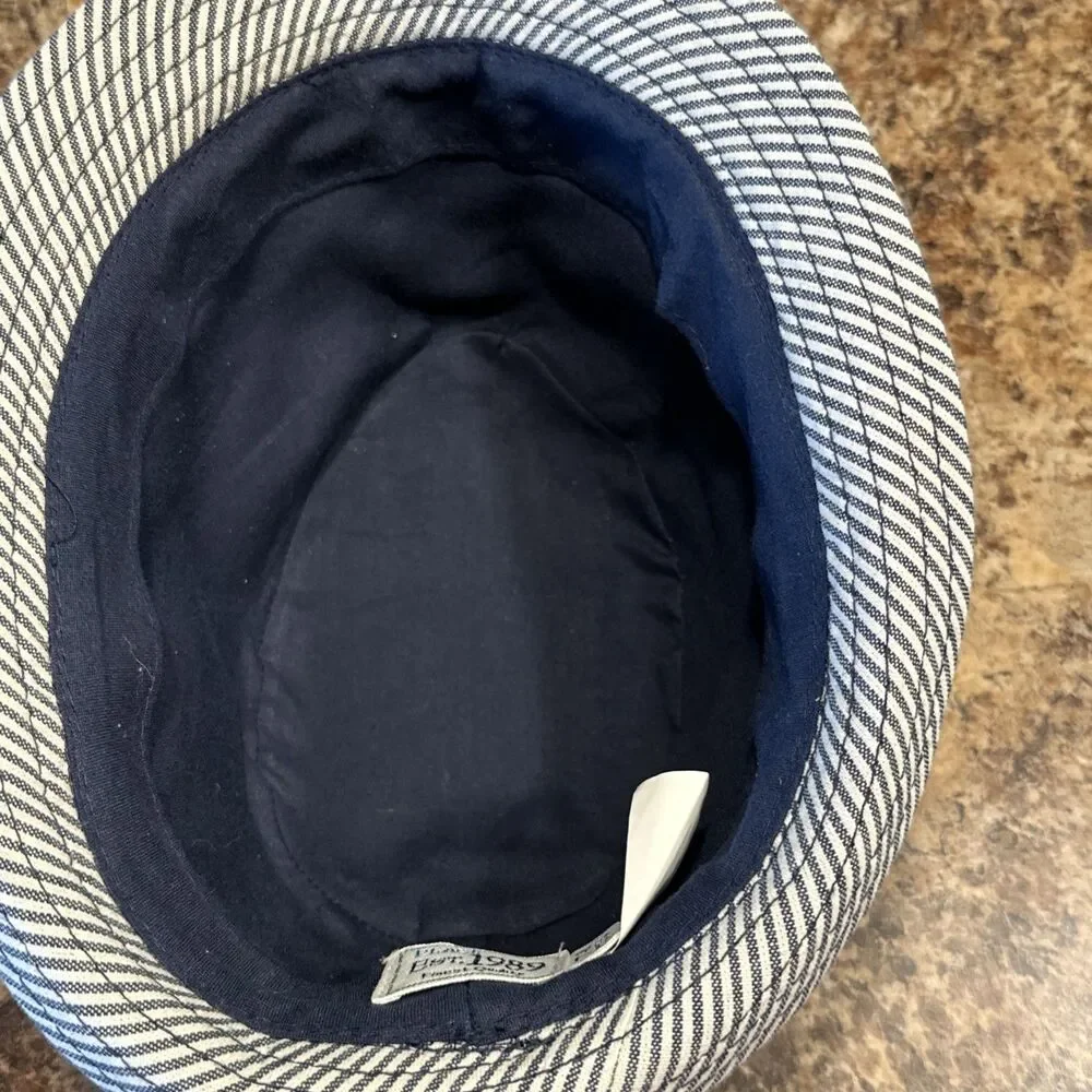 CHILDRENS PLACE 1989 Trilby Hat Cap Kids Youth Size 7/8 Fedora Blue Striped